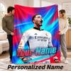 Custom Name Jude Bellingham Flannel Throw Blanket Personalized Text Soft Blanket Bed Sofa Gift