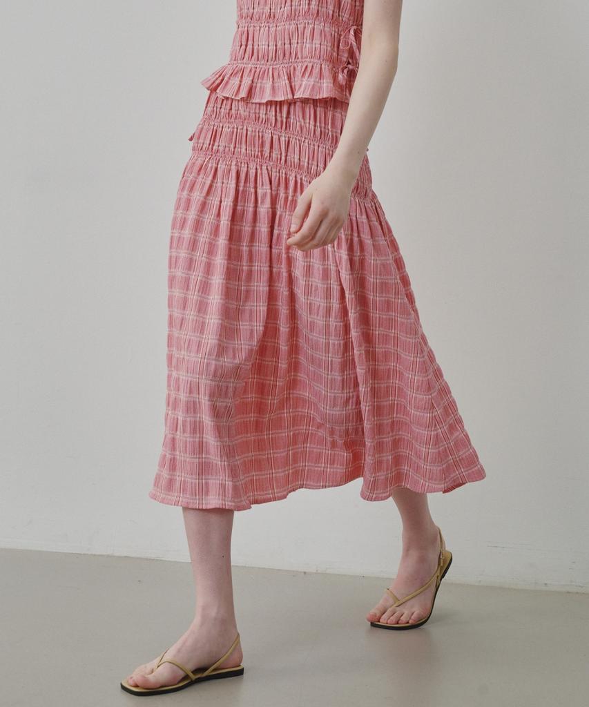 Ollibeudeollibeu Smocking Check Back Elastic Skirt (Set Up) Oe6Ms6540