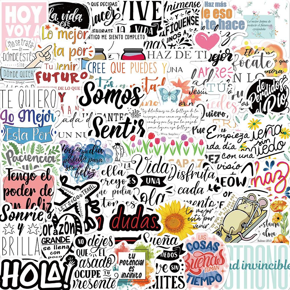 50 Spanish Inspirational Graffiti Stickers Decorate Suitcase Guitar DIY Waterproof Stickers