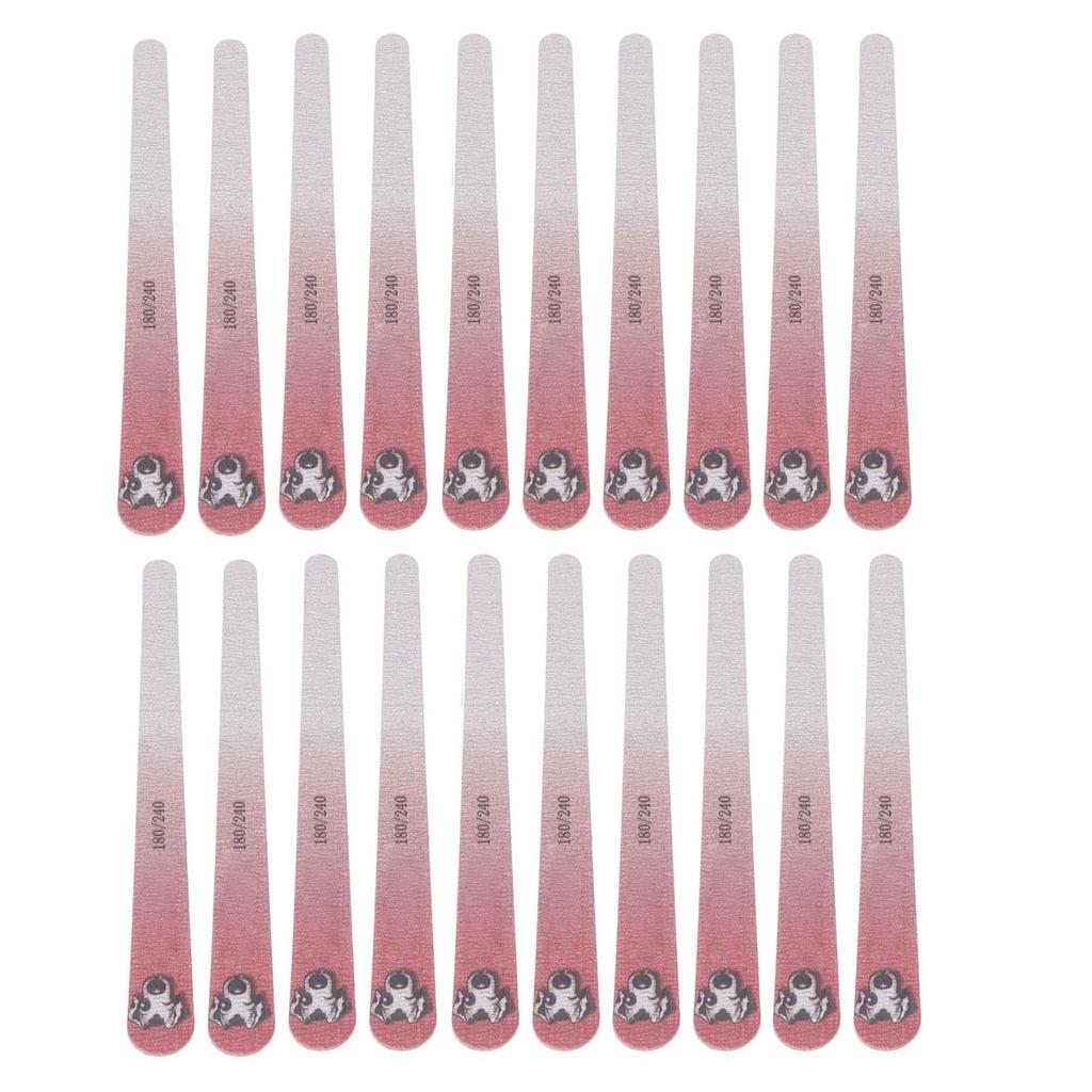 20pcs Nail Files Double Sided 180 / 240 Grit Washable Reusable Manicure Tools for Nail Salon Pink
