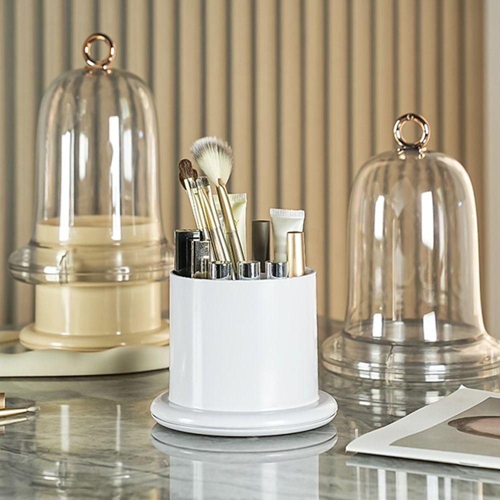 

Transparent 360° Rotating Brushes Holder Rotatable Makeup Brush Storage Tube Desktop Storage білий