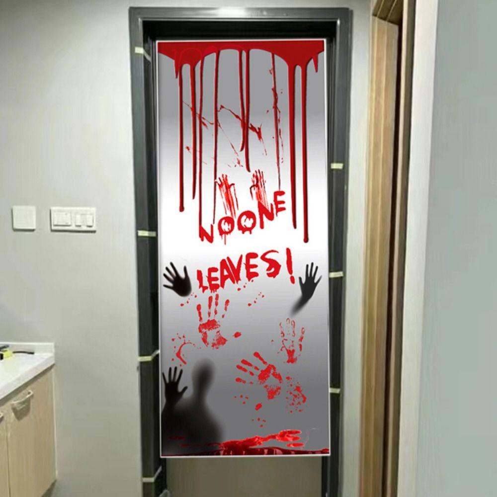 PE Blood Fingerprints Door Stickers Decorative Halloween Decorative Door Sticker  Bathroom Rooms
