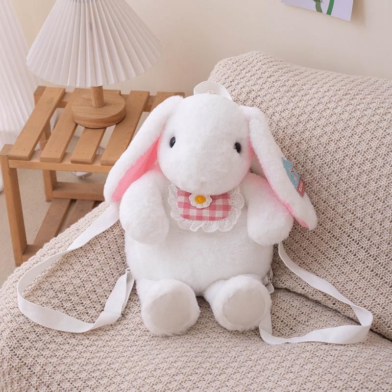 Cute bunny backpack bag plush toy doll little white rabbit doll girls messenger bag children's cloth doll