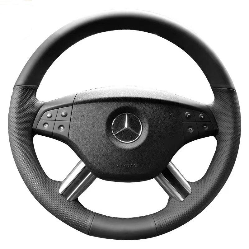 For Mercedes Benz W164 M-Class ML350 ML500 X164 GL-Class GL4 Hand-stitch Non-slip Black  Leather Car Steering Wheel Cover