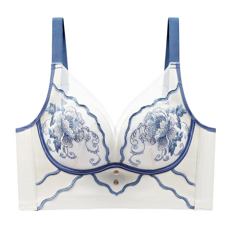 Herbst und Winter Spitze Nicht-Stahl-Ring-BH geraffte warme Unterwäsche Damen Anti-Sagging-BH