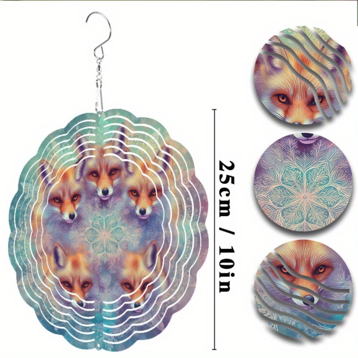 

Металлический вращающийся на 360 градусов ветряк для декора сада, улицы, все сезоны, яркий дизайн лисы, не требует батареек, ветряной колокольчик, идеально подходит для балкона, двора, патио 01A