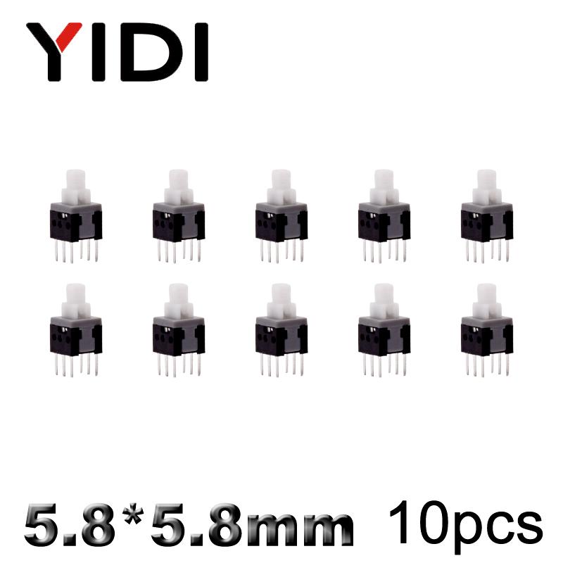 10pcs PCB Tact Tactile Micro Mini Latching Push Button On Off Self Lock UnLock Switch DIP 6 Pin Cap 5.8*5.8/7*7/8*8/8.5*8.5mm