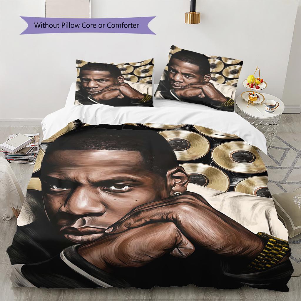 American rapper Pattern Bedding Quilt Set Quilt Cover Pillowcase Home Decoration Birthday Gift (1 * duvet cover + 2 * pillowcase, without core)