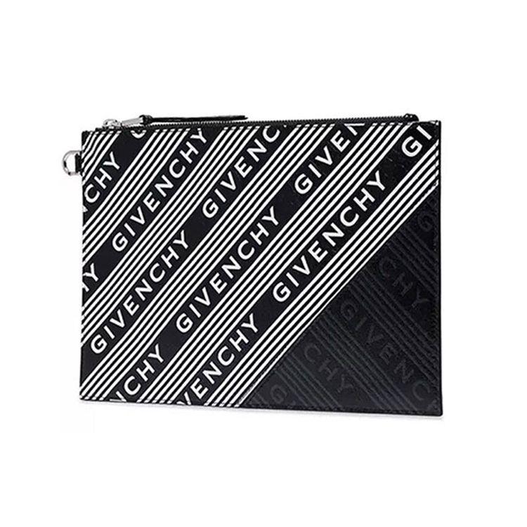 Givenchy Fashion Letter Print Zipper Leather Clutch Men clutch Black BB604GB0KT-001