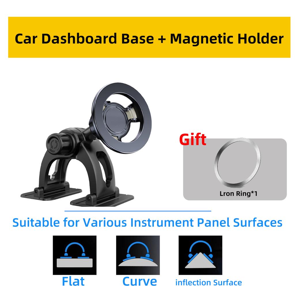 Magnetic Car Phone Holder Strong Center Console Adhesive  Mount for Secure Holding, Adjustable Mobile Cell Stand for Hands-Free