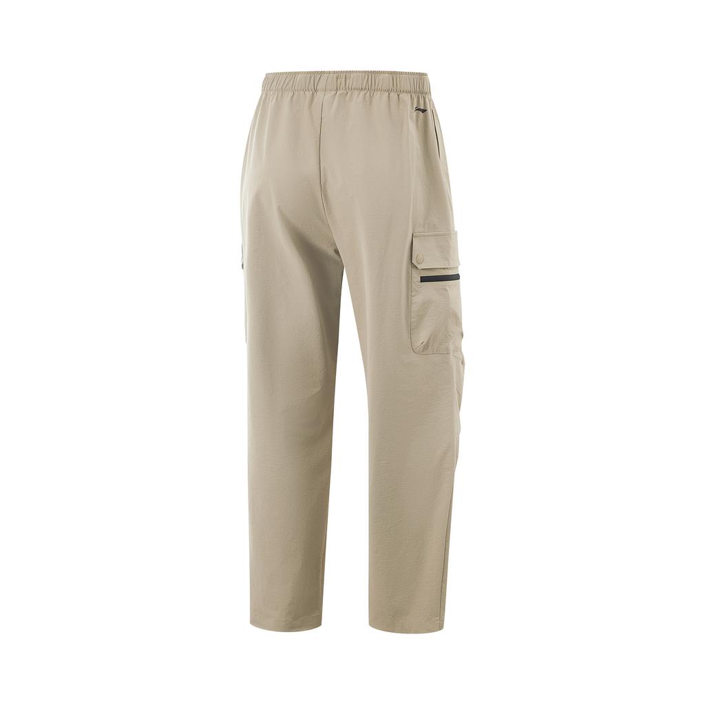 Li Ning Fitness Series Solid Color Mid Waist Ice Silk Quick Dry Cool Comfortable Breathable Versatile Loose Sports Long Pants Men bottoms AYKV225-1