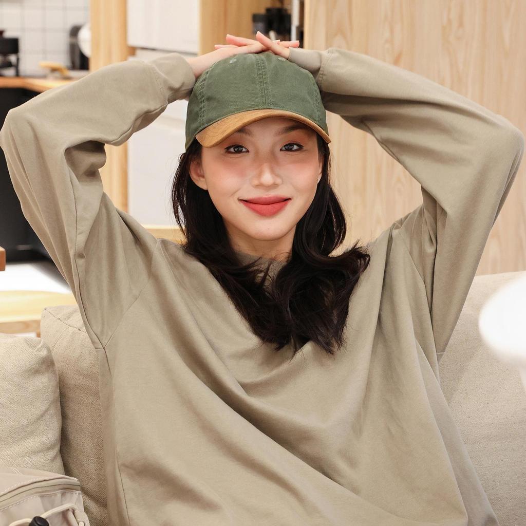 Unisex Japanese Suede Patchwork Duckbill Cap - Colorblock Canvas Summer Hat