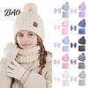 Childrens Winter Outdoor Clothing Kids Hat Scarf Gloves Set, 3-Piece Fleece Lined Beanies Neck Cozy Thickened Wear Warmer Mittens for Boys Girls, Warm