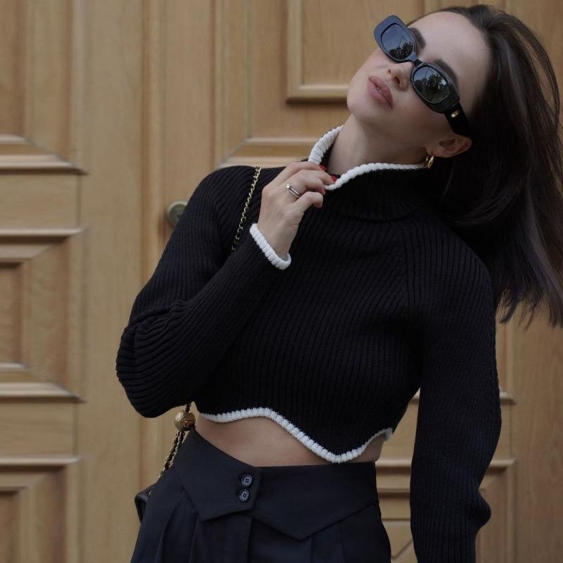 Maglione Casual Irregolare a Collo Alto da Donna per Autunno e Inverno