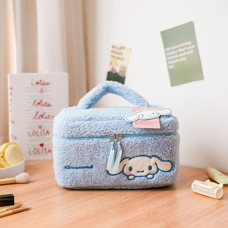 Sanrio Plush Makeup Bag Kuromi Cinnamoroll My Melody Hello Kitty Portable Cosmetic Bag Cute Handheld Storage Pouch Kawaii Gifts