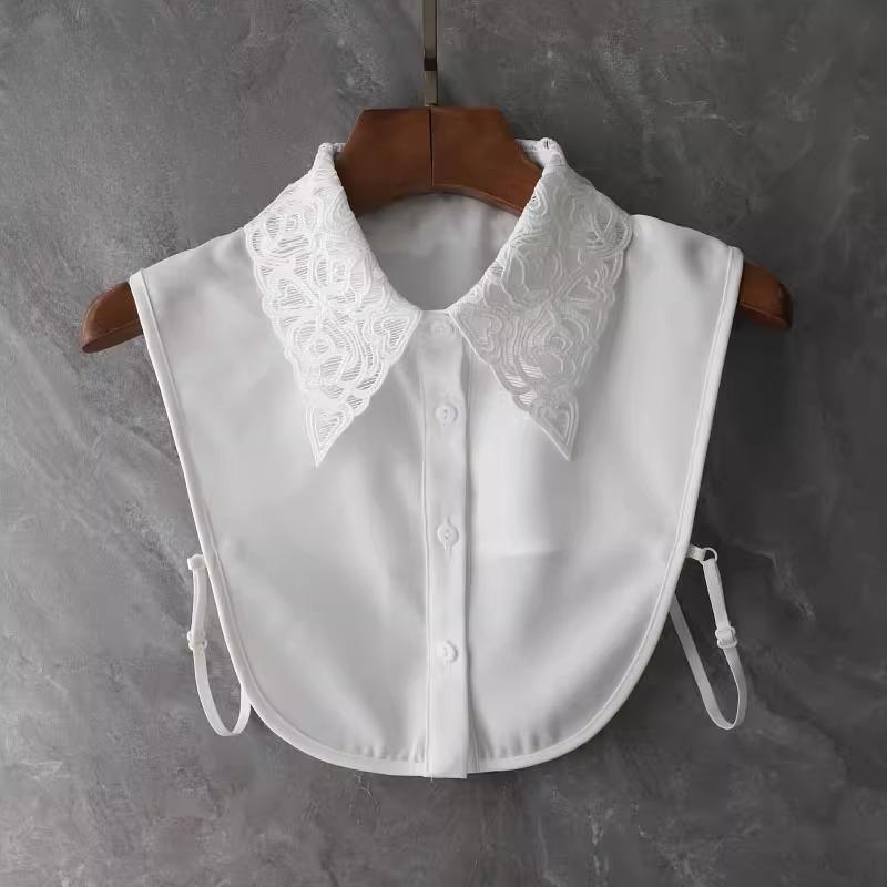 

Handmade White Fake Collar for Women Lapel Shirt Detachable Collar Sweater Suits Removable Half Shirt False Collar Neck Ties