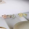 ZHOUYANG Crystal Flower Finger Rings For Women Elegant Fresh Zircon 3 Wedding Engagement Gift Jewelry R080