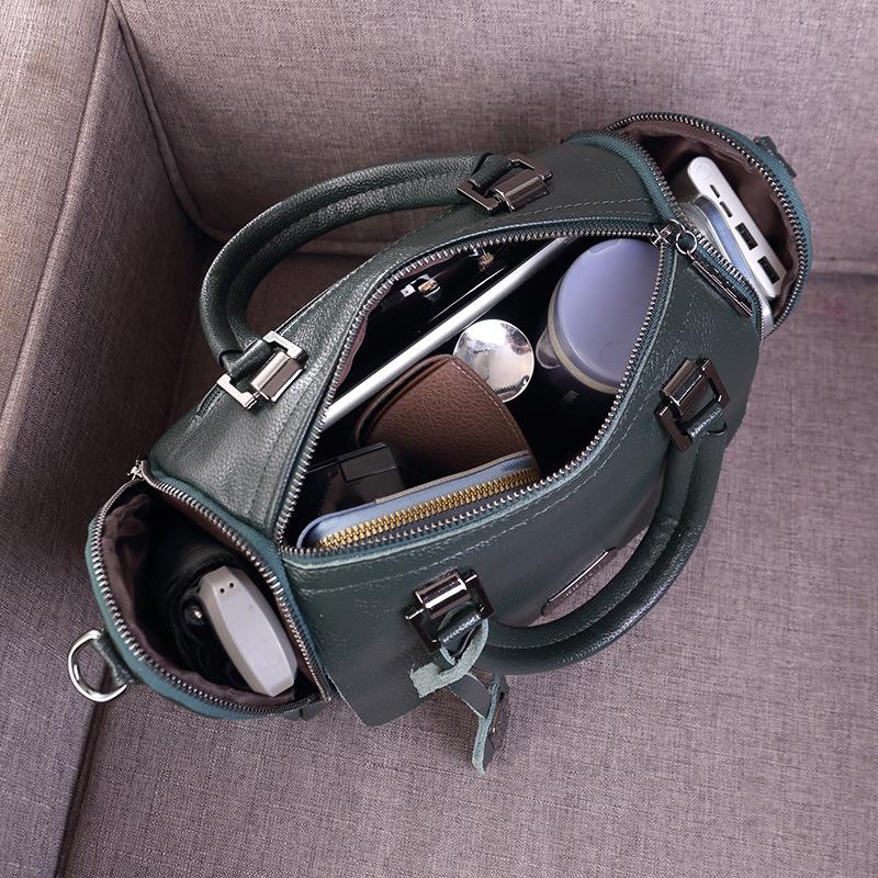 New Fashionable Retro Leather Handheld Single Shoulder Crossbody Boston Multi Layer Pillow Women's Bag