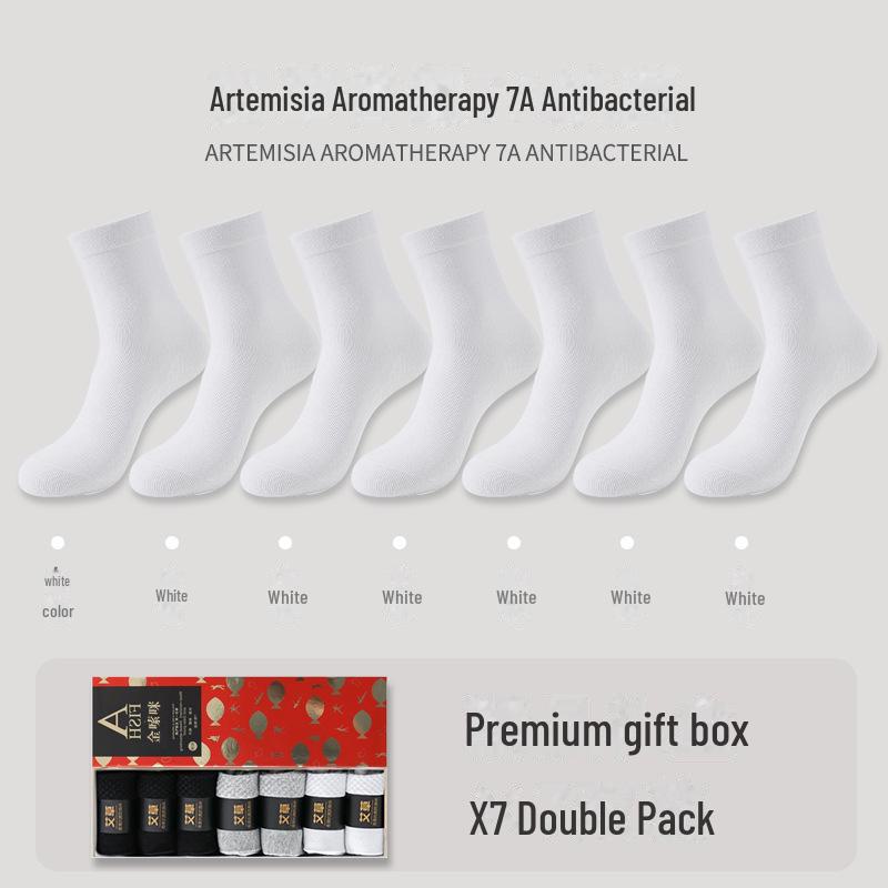 

7A Антибактериальные мужские осенне-зимние полынные ароматерапевтические дезодорирующие носки средней толщины с дышащими нескользящими свойствами One size
