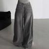 Womens High-Waisted Wide-Leg Straight Jeans Loose Fit Casual Denim Pants Streetwear Style 2025