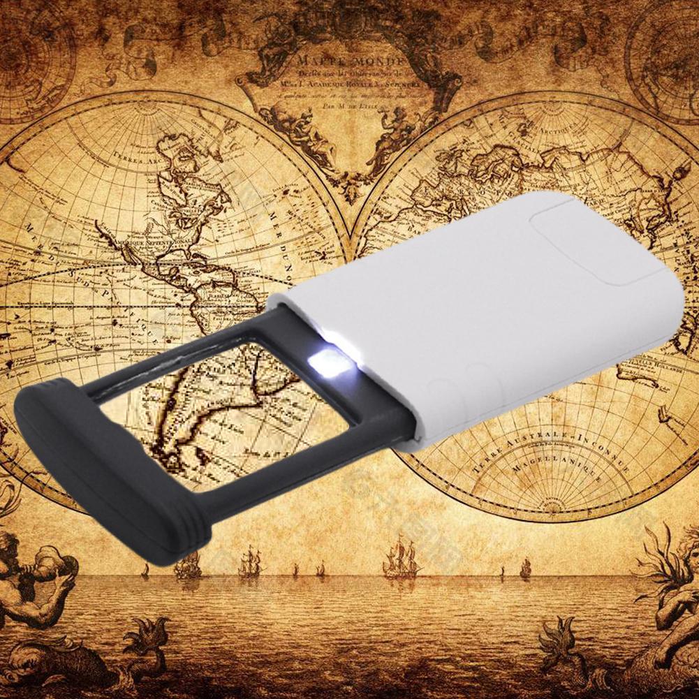 Pull-Out 4x Illuminated Lighted Magnifier with 1 LED Light Portable Pocket Loupe Magnifier for Reading Jewelry/Antique Appraisal