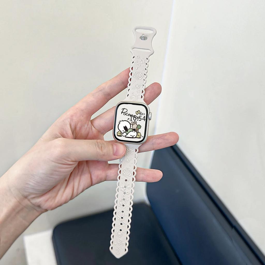 Y2k Trendiges Rosen-Relief-Silikonarmband für Apple Watch 10 9 8 7 6 5 4 3 2 Armband 44mm 45mm 46mm 49mm 42mm 40mm Uhrenarmband