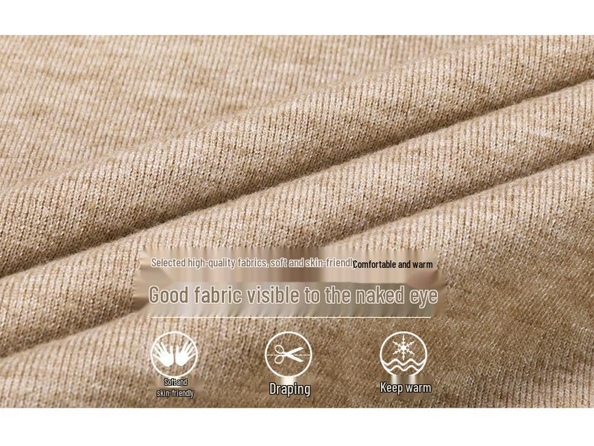 Men's Winter Warm Velvet High Neck Sweater - Solid Color Knit Pullover