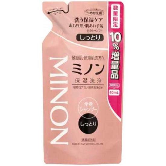 Daiichi Sankyo Healthcare Minon Body Shampoo Moisturizing Refill, Increased Size 420mL