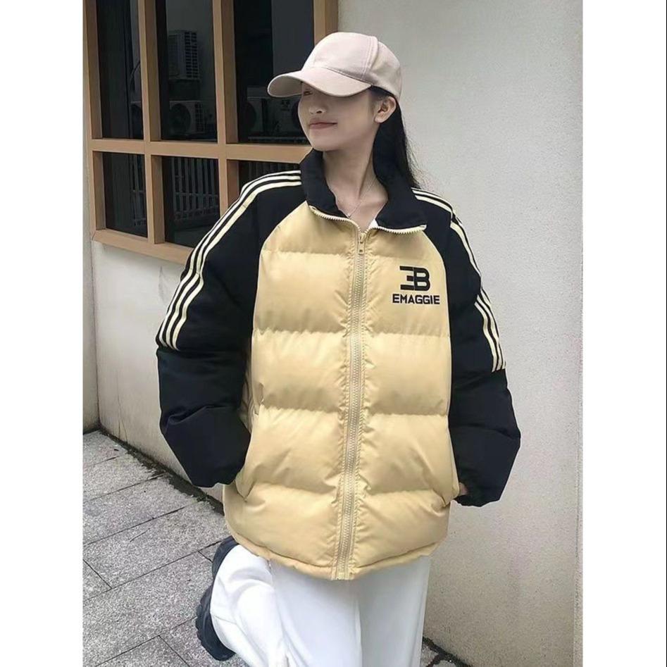 

Модная куртка в американском кэжуал стиле с хлопковым наполнителем и дизайном воротника-стойки 2XL жёлтый