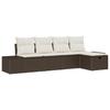 VidaXL Ensemble de Canapé de Jardin 5 Pièces avec Coussins Rattan Poly Marron 3359357