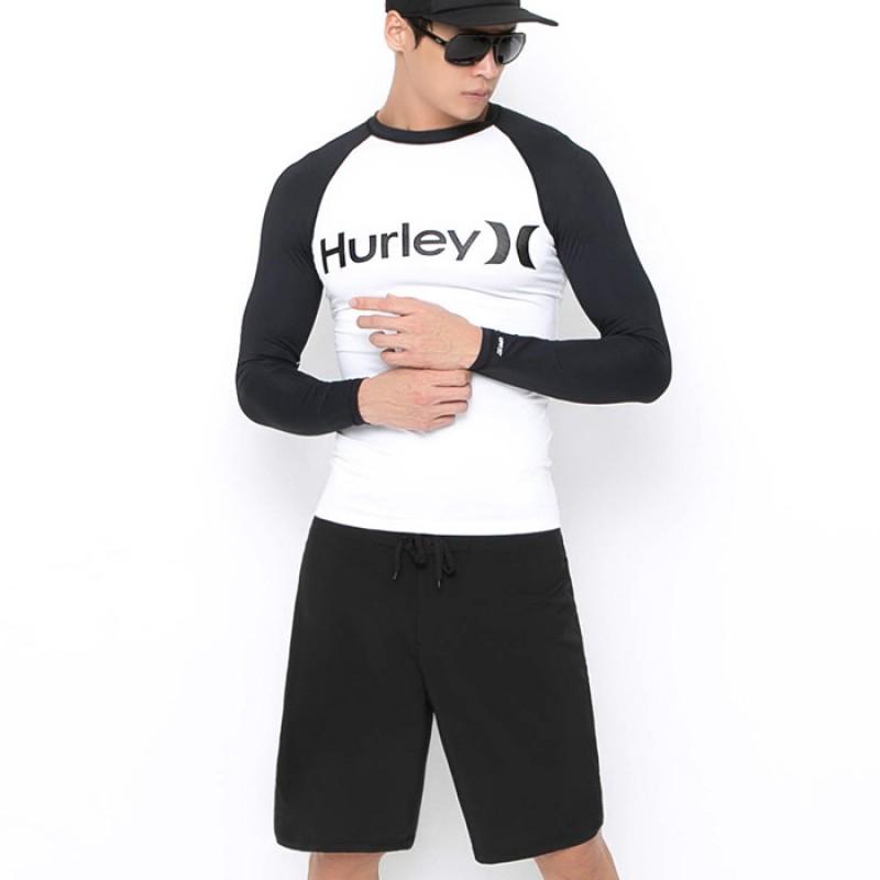 Mens Long Sleeve Rash Guard Top UV Protection Quick Dry Surfing Diving Swimsuit Water Sports