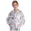 Unisex Kids Metallic Shiny Jacket Turn Down Collar Long Sleeves Flap Pockets Dance Coat