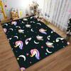 Colorful Unicorn Pattern Carpet with Stars, Moons, and Rainbows Design Suitable for use as an anti-slip for living room bedroom sofas