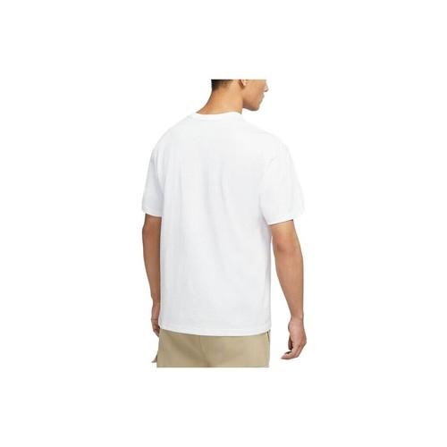 Nike Men's White Short-Sleeve T-Shirt with Solid Color Front Logo Print