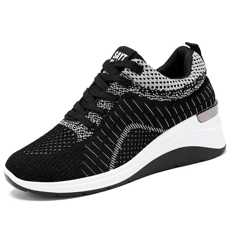 Women's Spring Breathable Thick Sole Sneakers with Hidden Lift