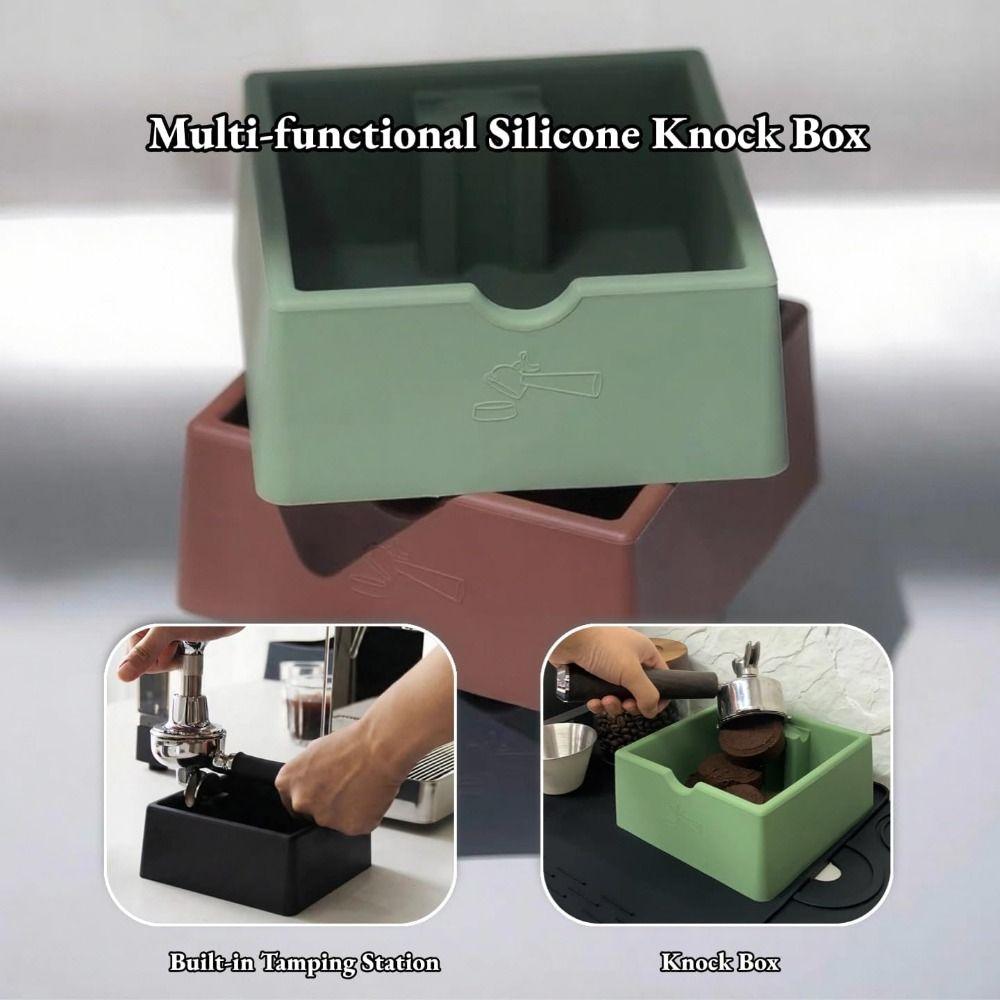 Silicone Espresso Knock Box Non-Slip Base Coffee Puck Box Coffee Grounds Bin  Espresso Accessories