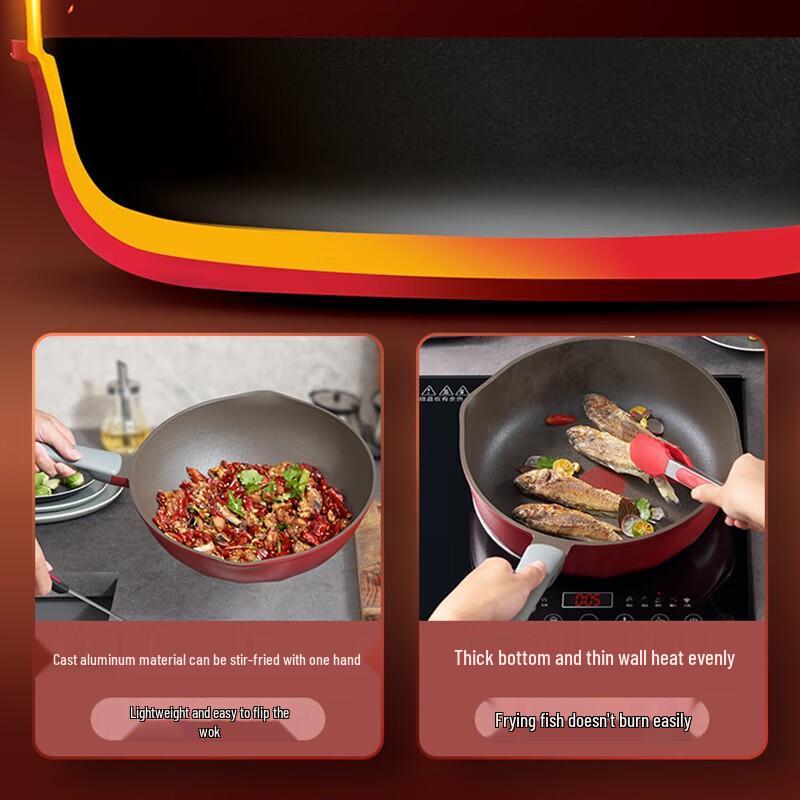 Supor 28cm Red Dot Titanium Non-stick Wok