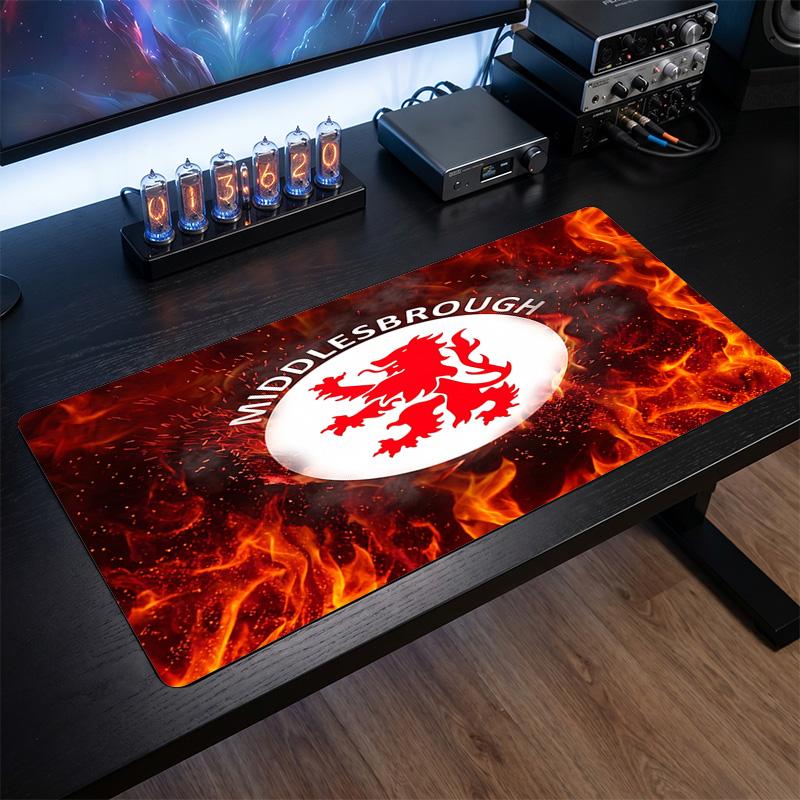 Middlesbrough FC Theme Pattern Mouse Pad, Soccer Logo Design XXL Gaming Desk Mat Non-Slip Computer Mouse Pad