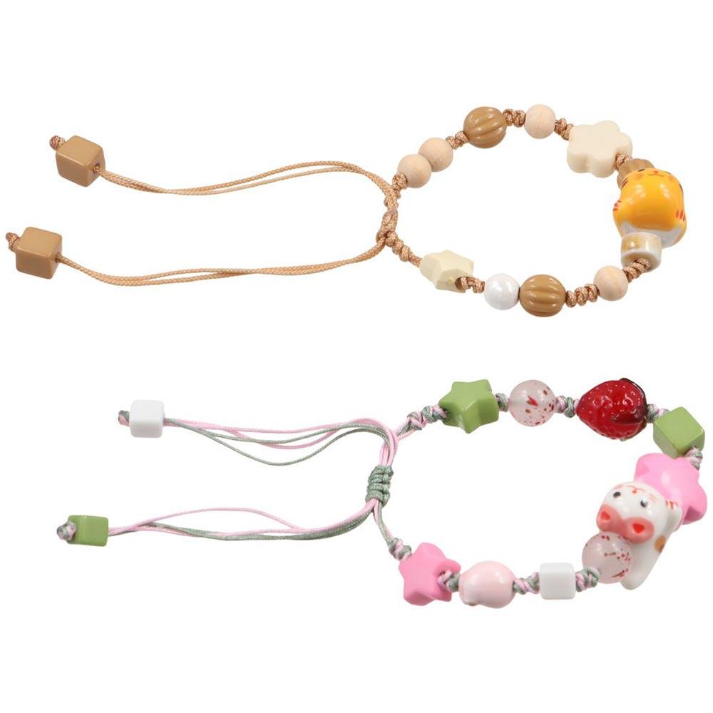 Lucky Cat Ceramic Cat Bracelet Handmade Cat Bead Bracelet Vintage Maneki Neko Bracelet  Women