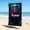 Custom Name Harley Quinn Art Stylish Digital Printing Beach Towel Quick‑Drying Absorbent Blanket for Beach Pool Gym Travel