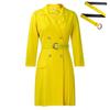 High Waist Slimming Pleated Mid-Length Suit Dress D3284