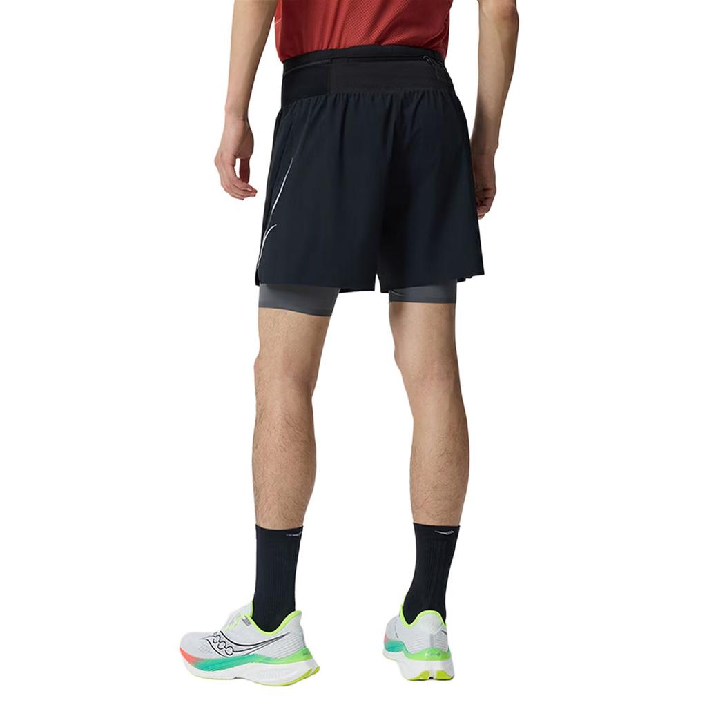 SAUCONY Minimalist Comfortable Lace-Up Fake Two-Piece Running Shorts Men Shorts SA2260DP62T-BK001