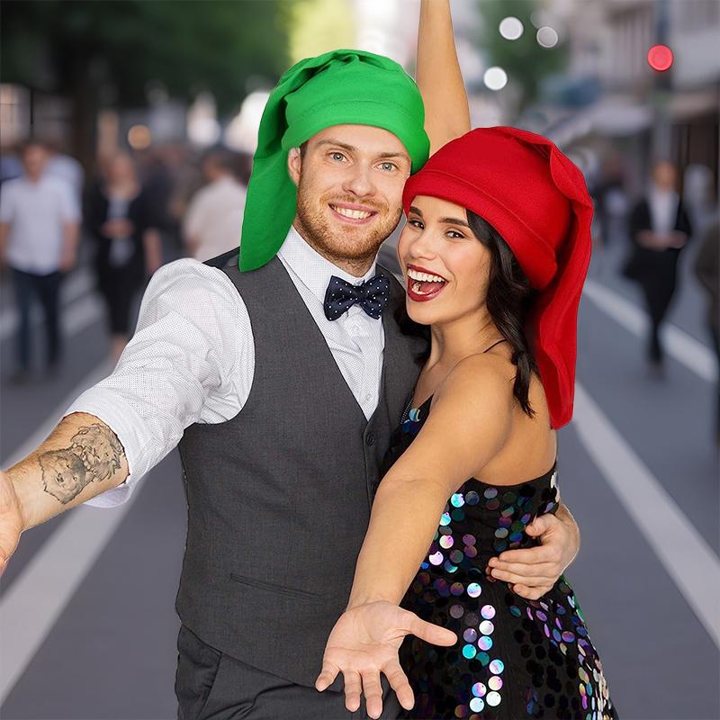 1PC Christmas Hat Fun Solid Color Holiday Surprises Comfortable Playful Polyester Stage Performances Dwarf Shaped Atmosphere
