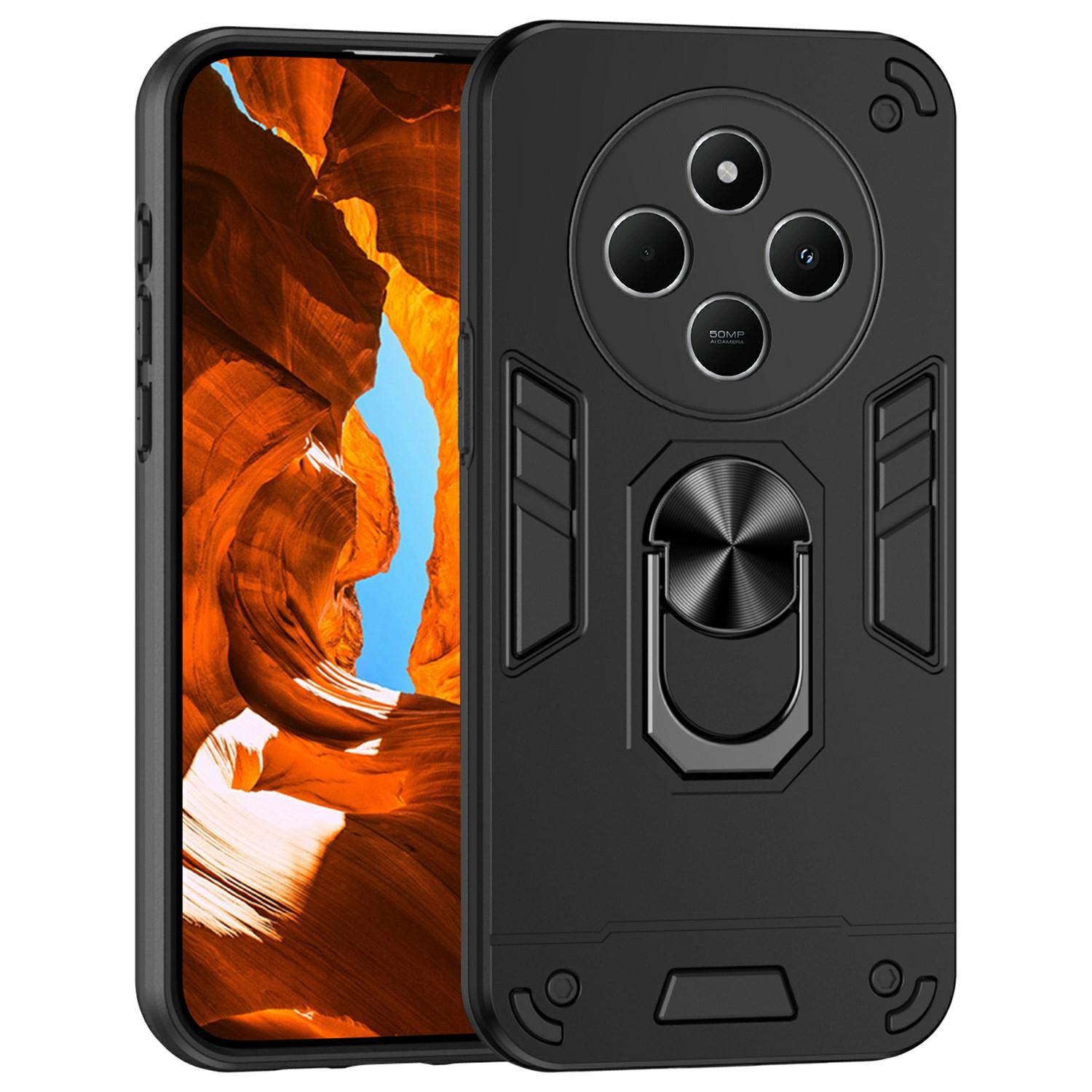 

For Xiaomi Redmi 14C 4G/14R 5G/Poco C75 4G Case PC+TPU Drop Defend Phone Cover with Ring Kickstand A