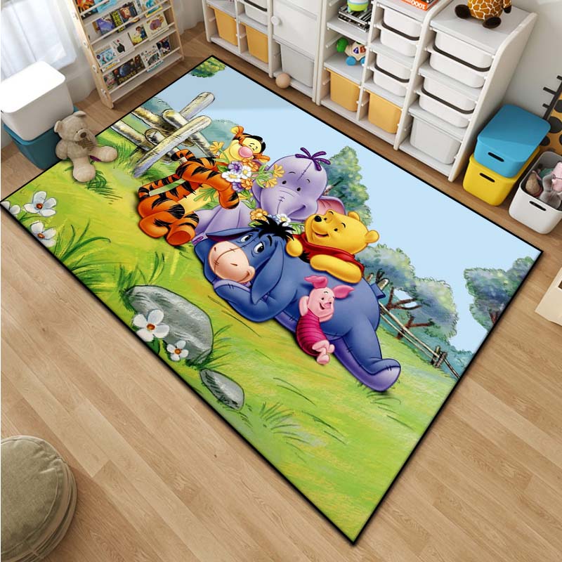 Cartoon Winnie Pooh Tigger Too Pattern Living Room Bedroom Carpet Bedside Bathroom Floor Mat Kid's Room Play Mats Non-slip Mat