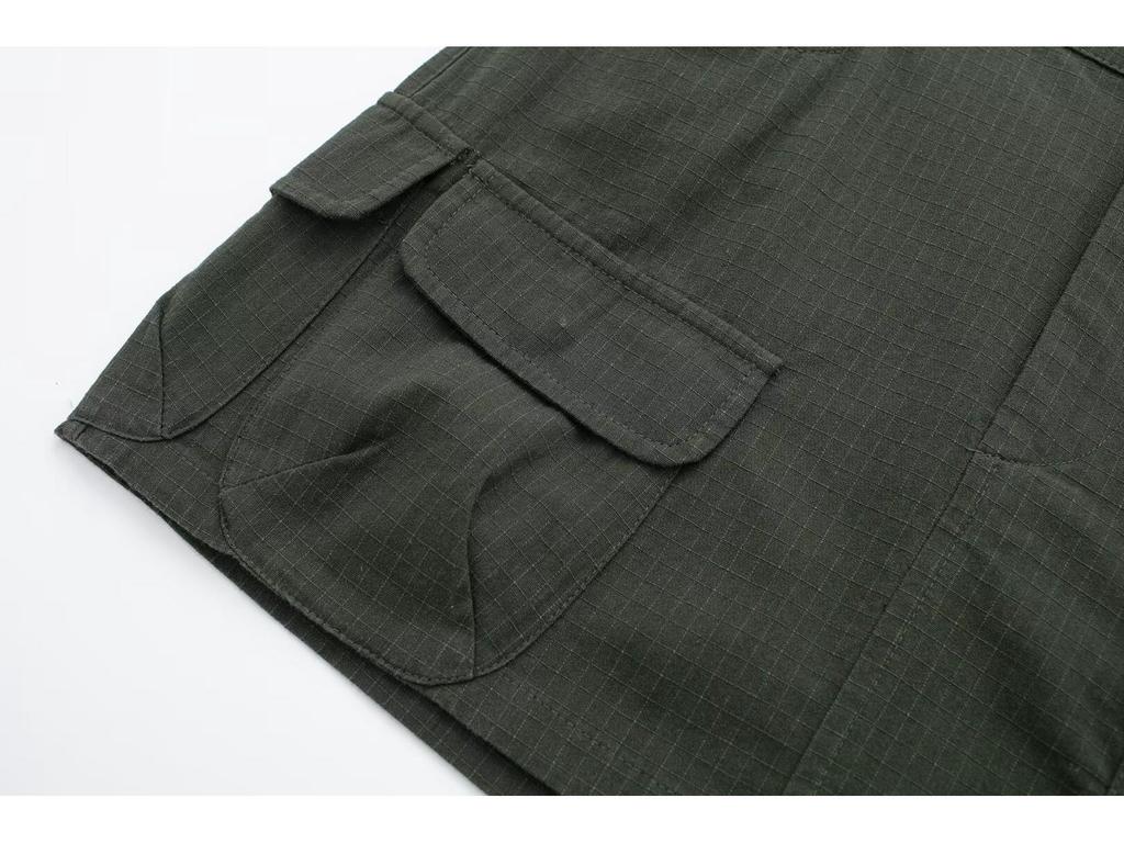 European & American Workwear Multi-Pocket Mini Skirt - Solid Color Casual Street Style Skirt