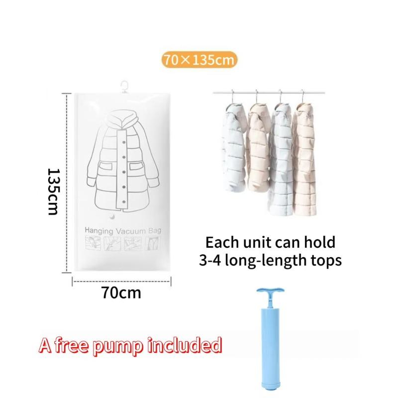 Hanging Vacuum Compression Bag Travel Coat Sweater Storage Bag Reusable Home Dustproof Closet Down Jacket Storage Bag