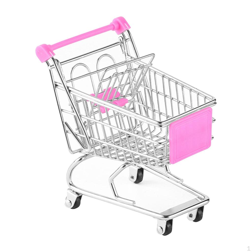 Children's Push Cart Toy, Mini Shopping for Supermarket Play, Metal Handcart Accessory
