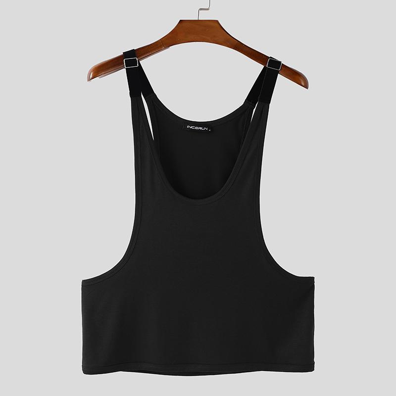 

INCERUN Мужские майки без рукавов с U-образным вырезом, пэчворк, на бретелях, свободные 4XL