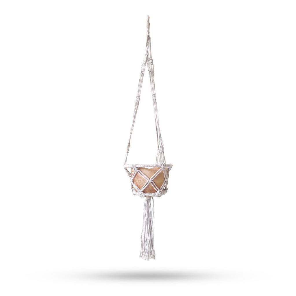 Macrame Pot Holder Natural Hooped 16cm